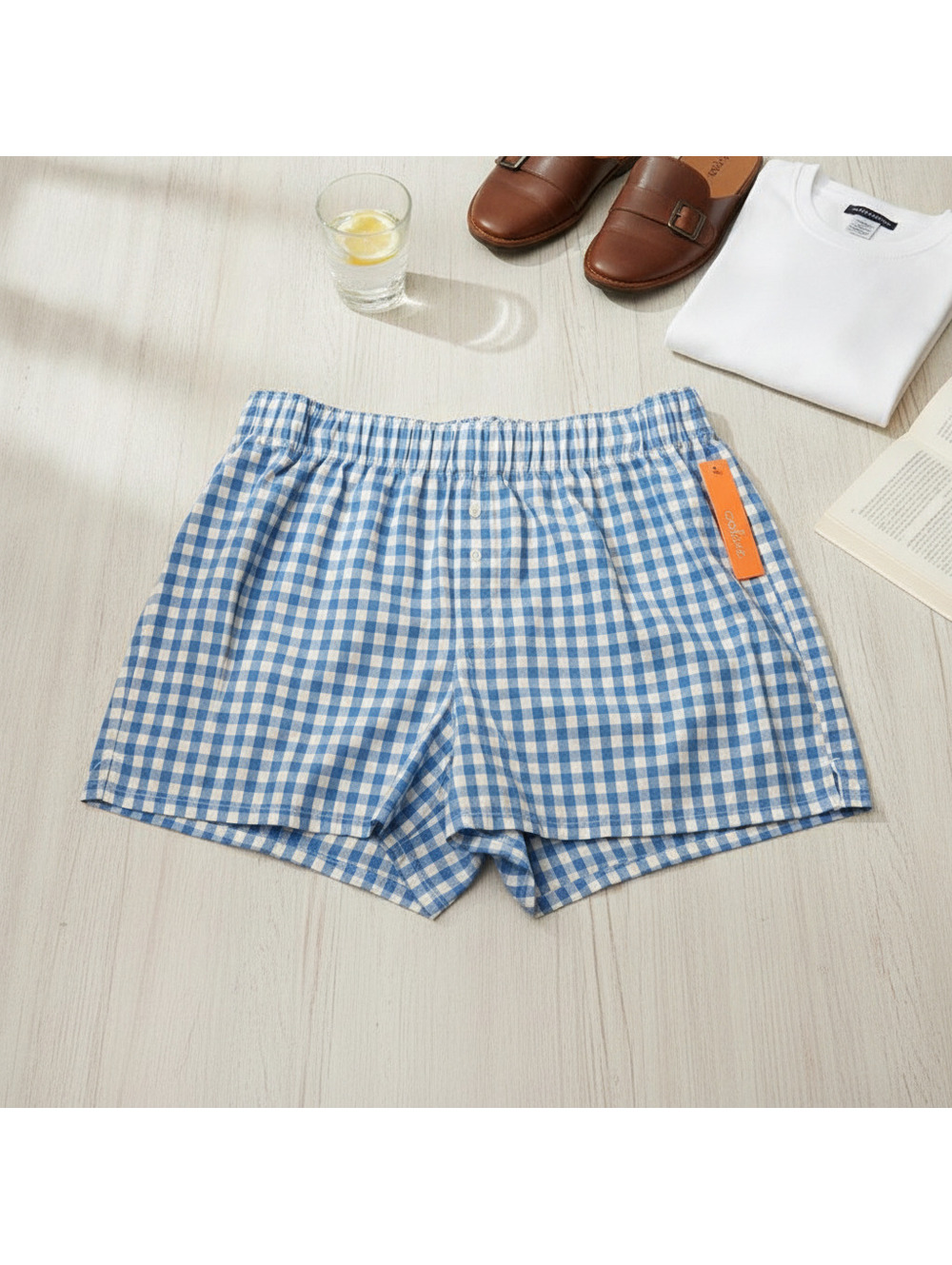 Colsie Blue & White Gingham Shorts Size M